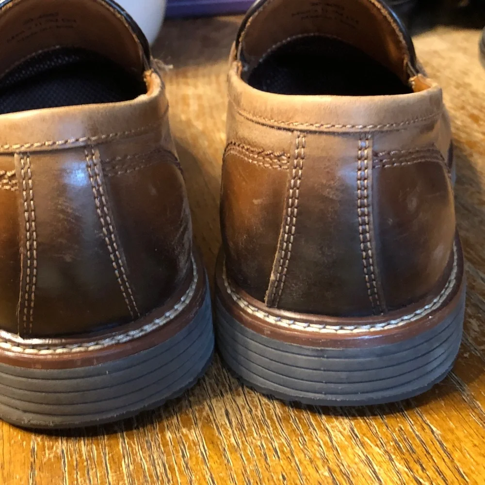 Johnston & Murphy Two-Tone Brown Leather Penny Loafers